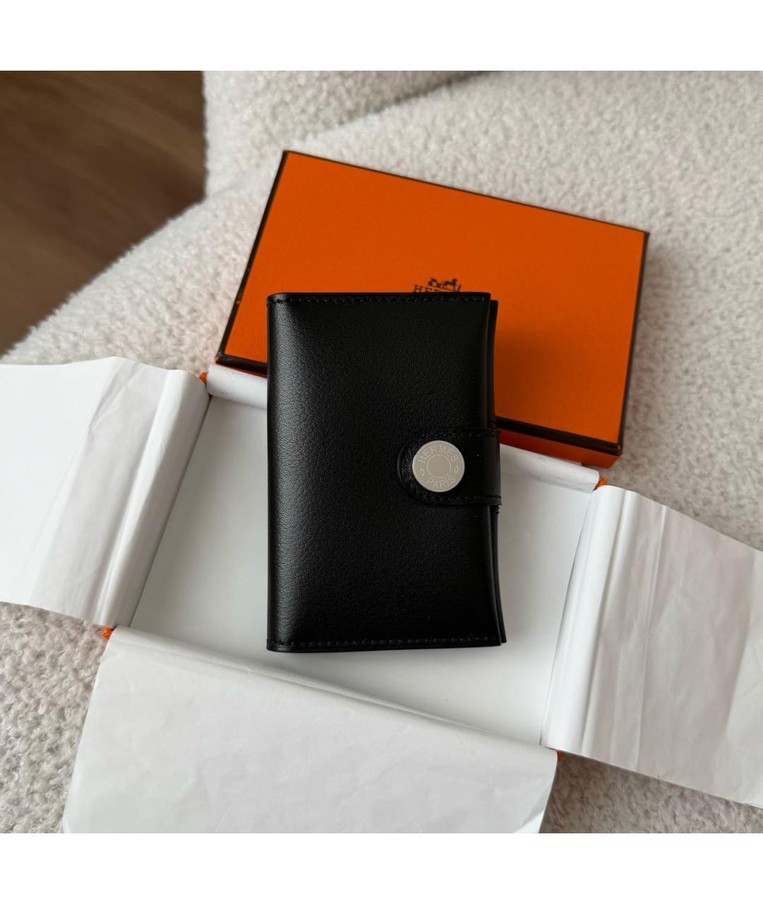 HERMES Черный кожаный кардхолдер, фото 2