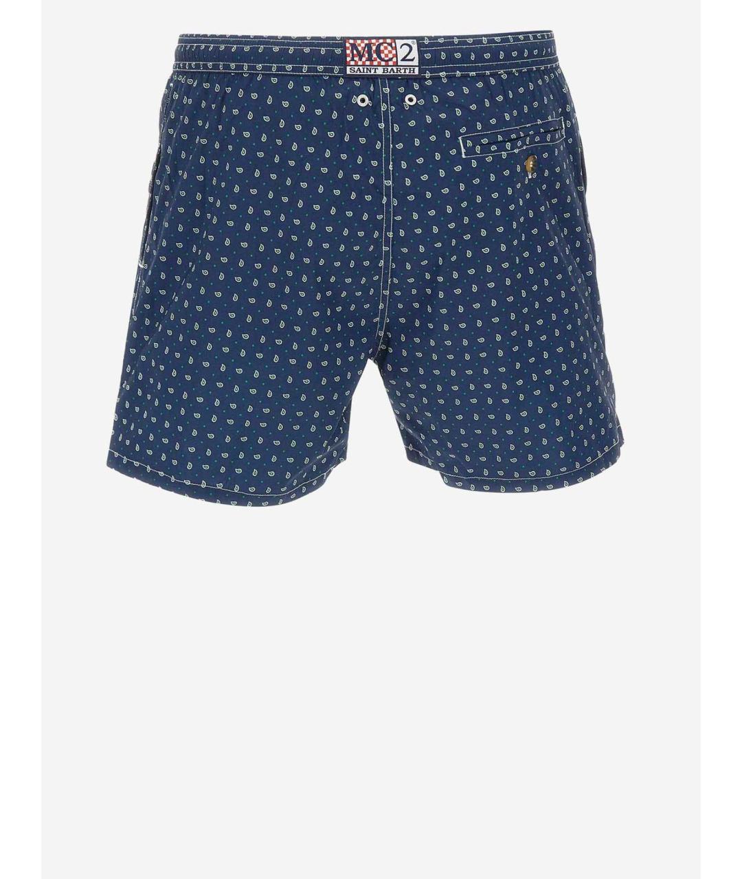 MC2 SAINT BARTH Синие полиэстеровые шорты, фото 2