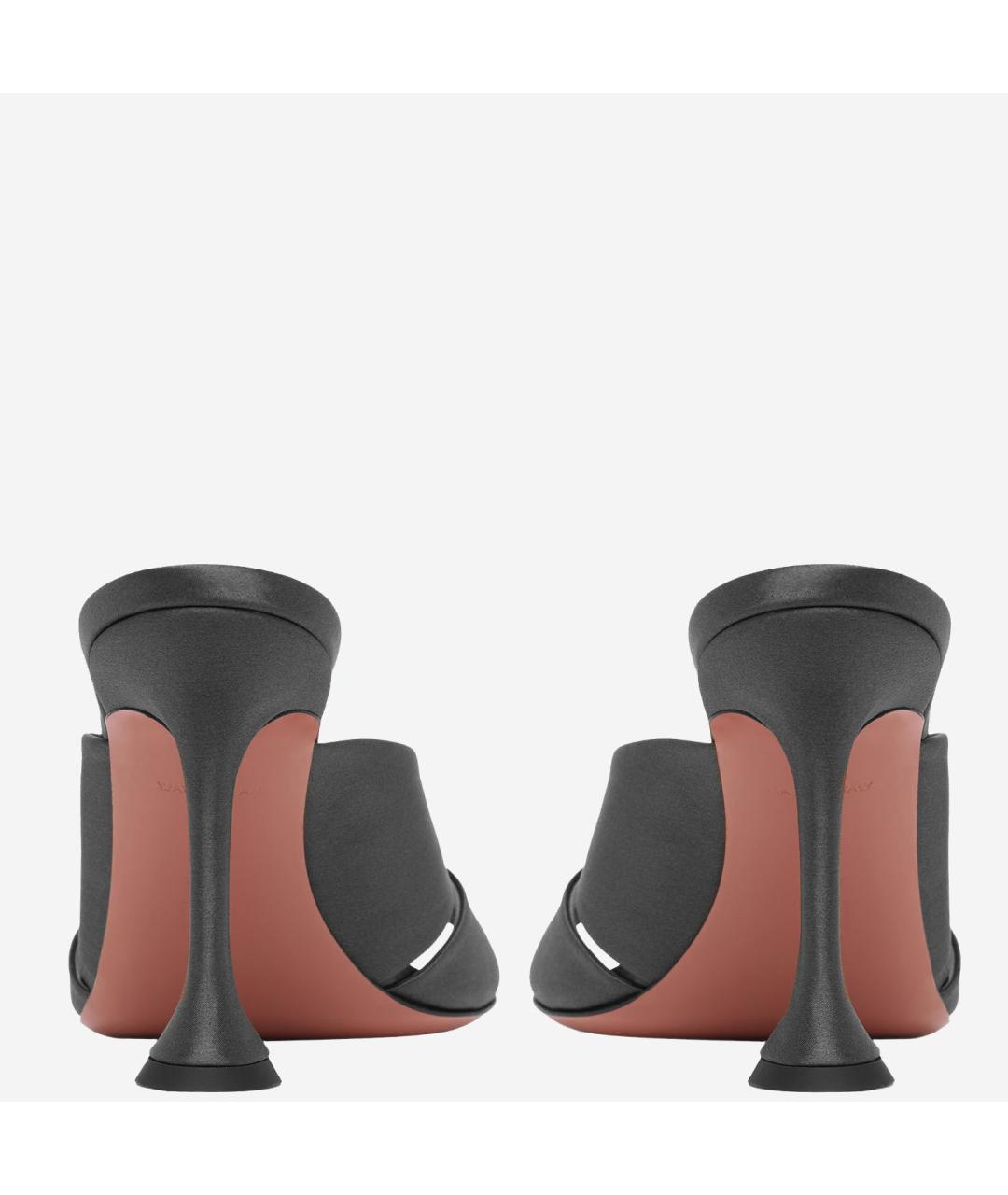 Amina Muaddi Черные текстильные мюли, фото 4