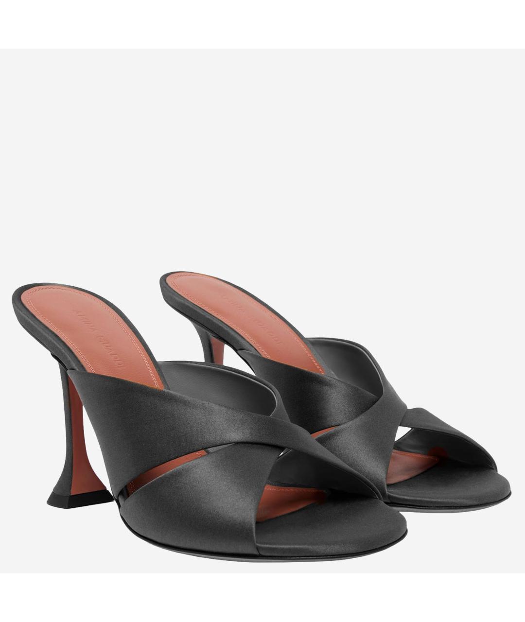 Amina Muaddi Черные текстильные мюли, фото 3