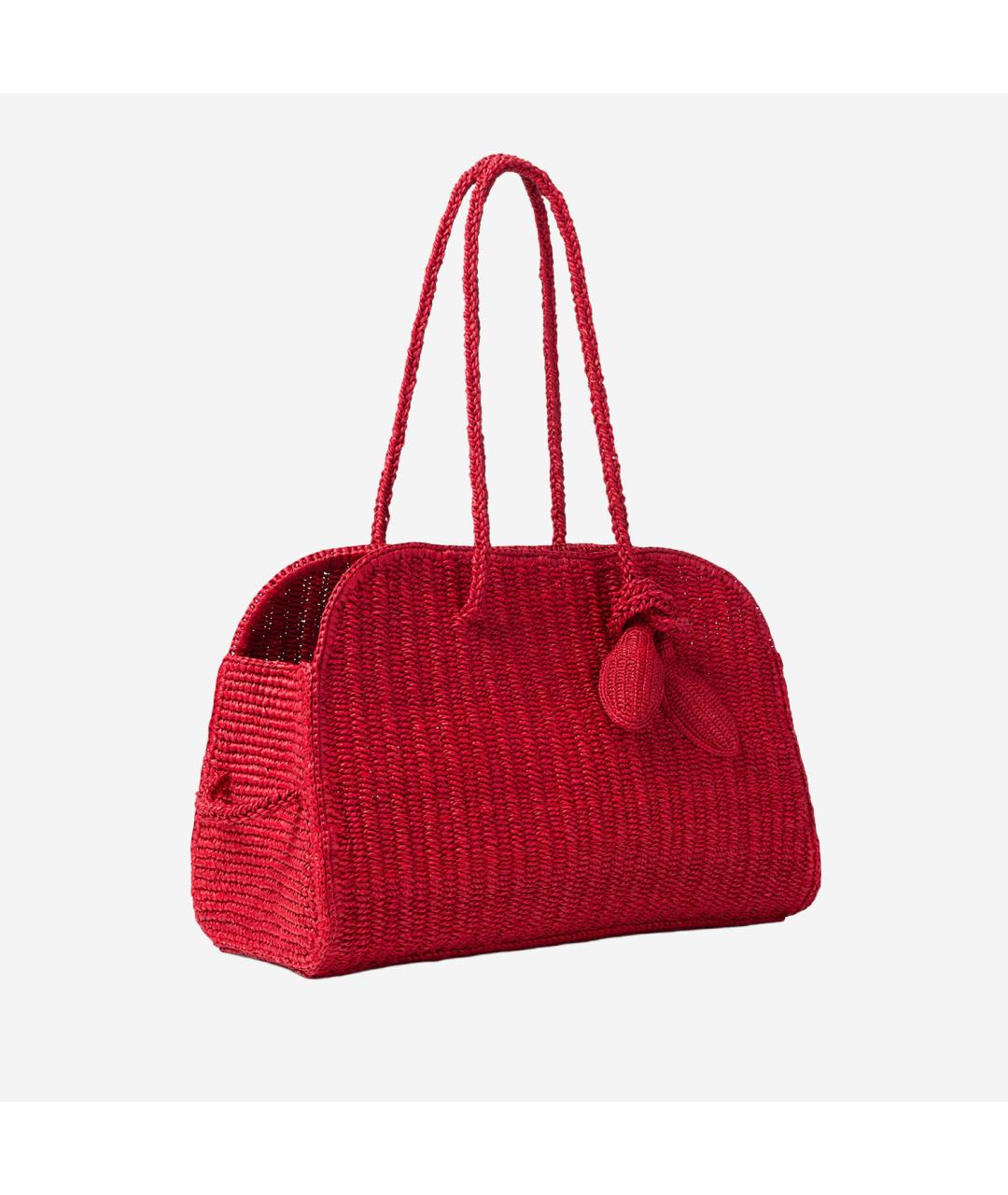 JACQUEMUS Красная пелетеная сумка тоут, фото 2