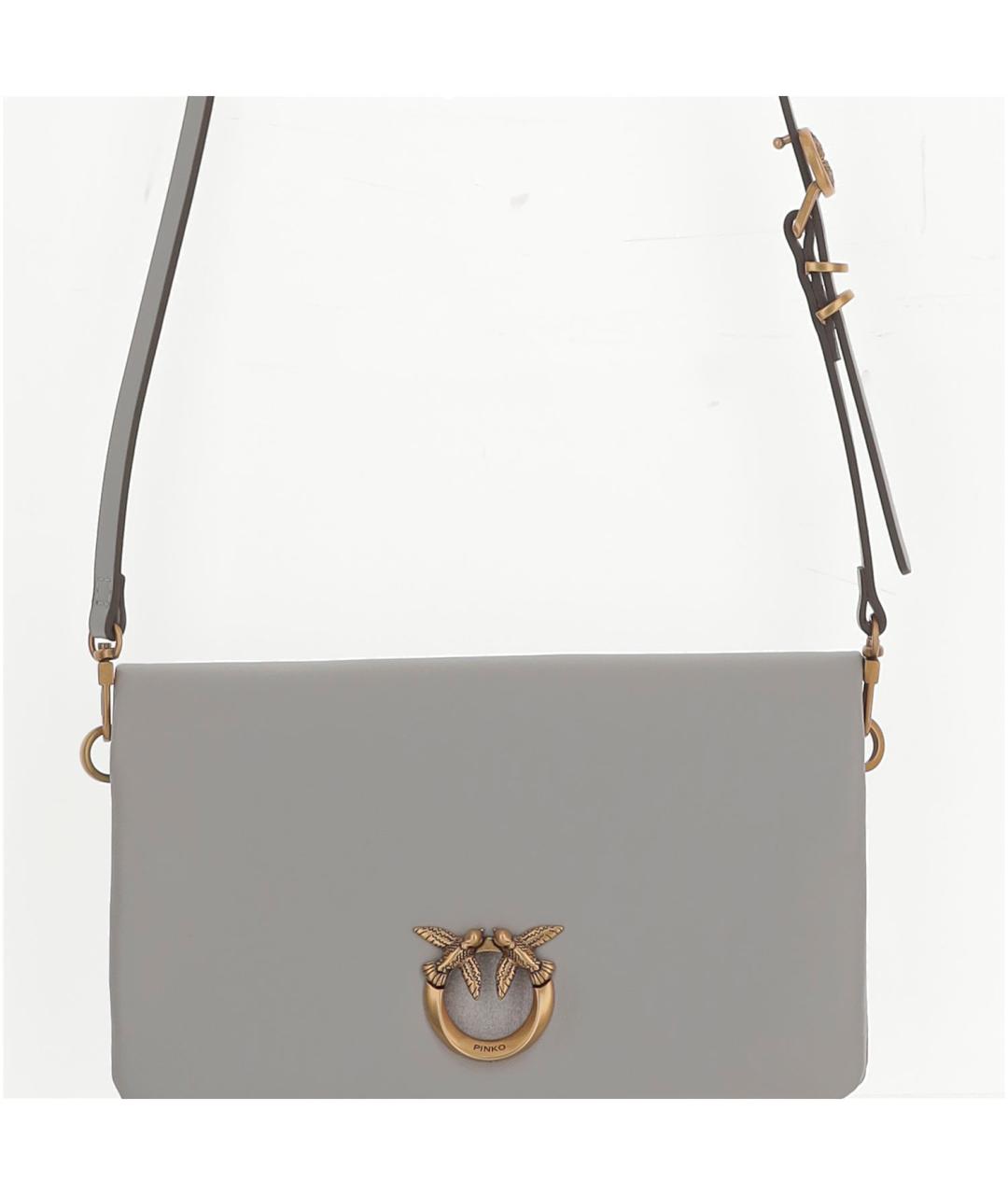 PINKO Серая кожаная сумка через плечо, фото 4