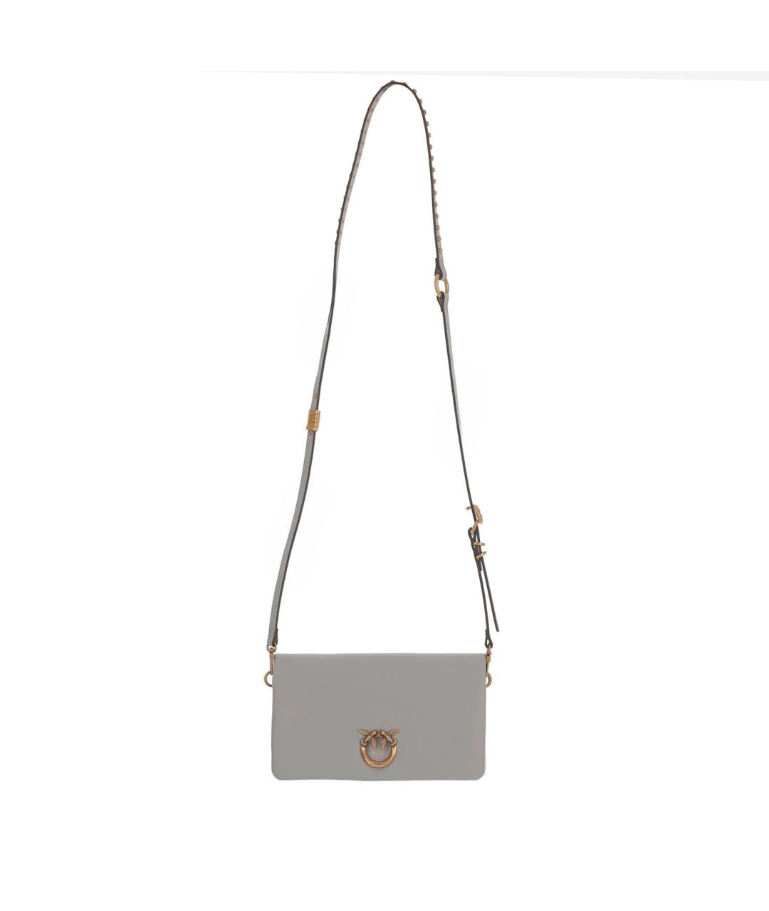 PINKO Серая кожаная сумка через плечо, фото 5