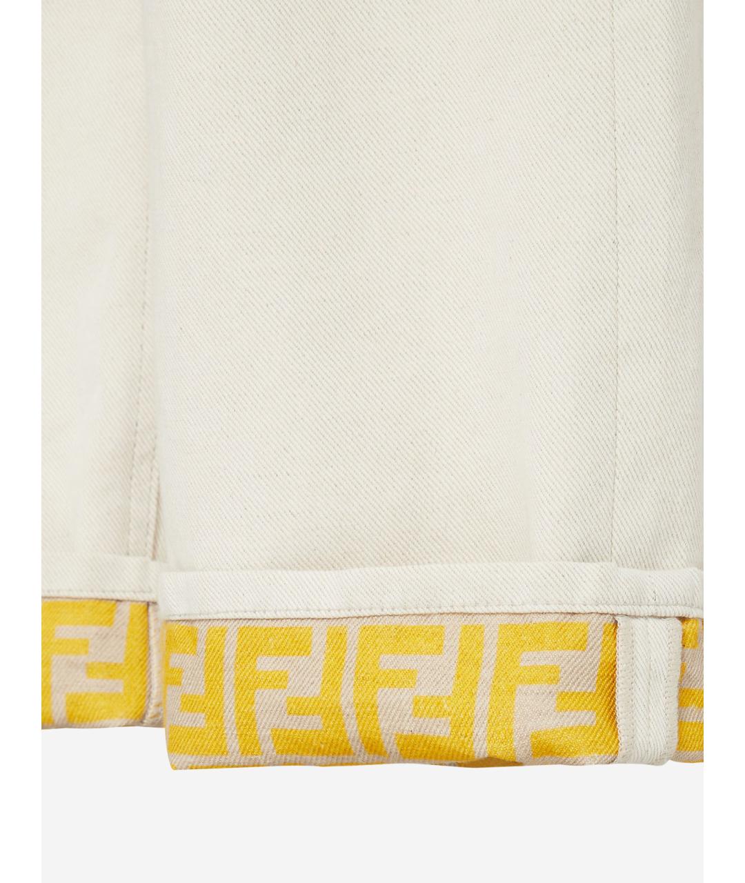 FENDI Бежевые хлопко-леновые прямые джинсы, фото 3