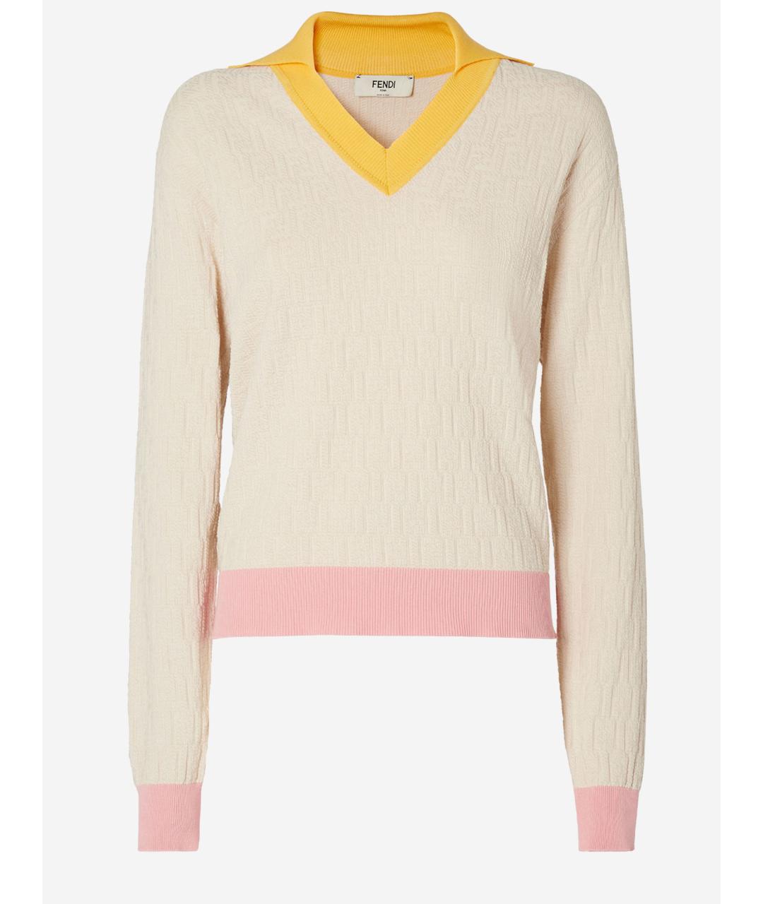 FENDI Бежевый хлопковый джемпер / свитер, фото 4