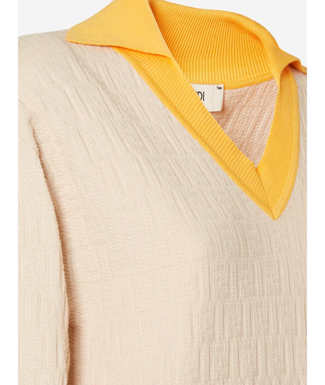 FENDI Бежевый хлопковый джемпер / свитер, фото 3