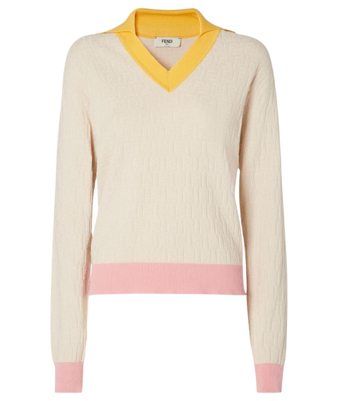 FENDI Бежевый хлопковый джемпер / свитер, фото 1