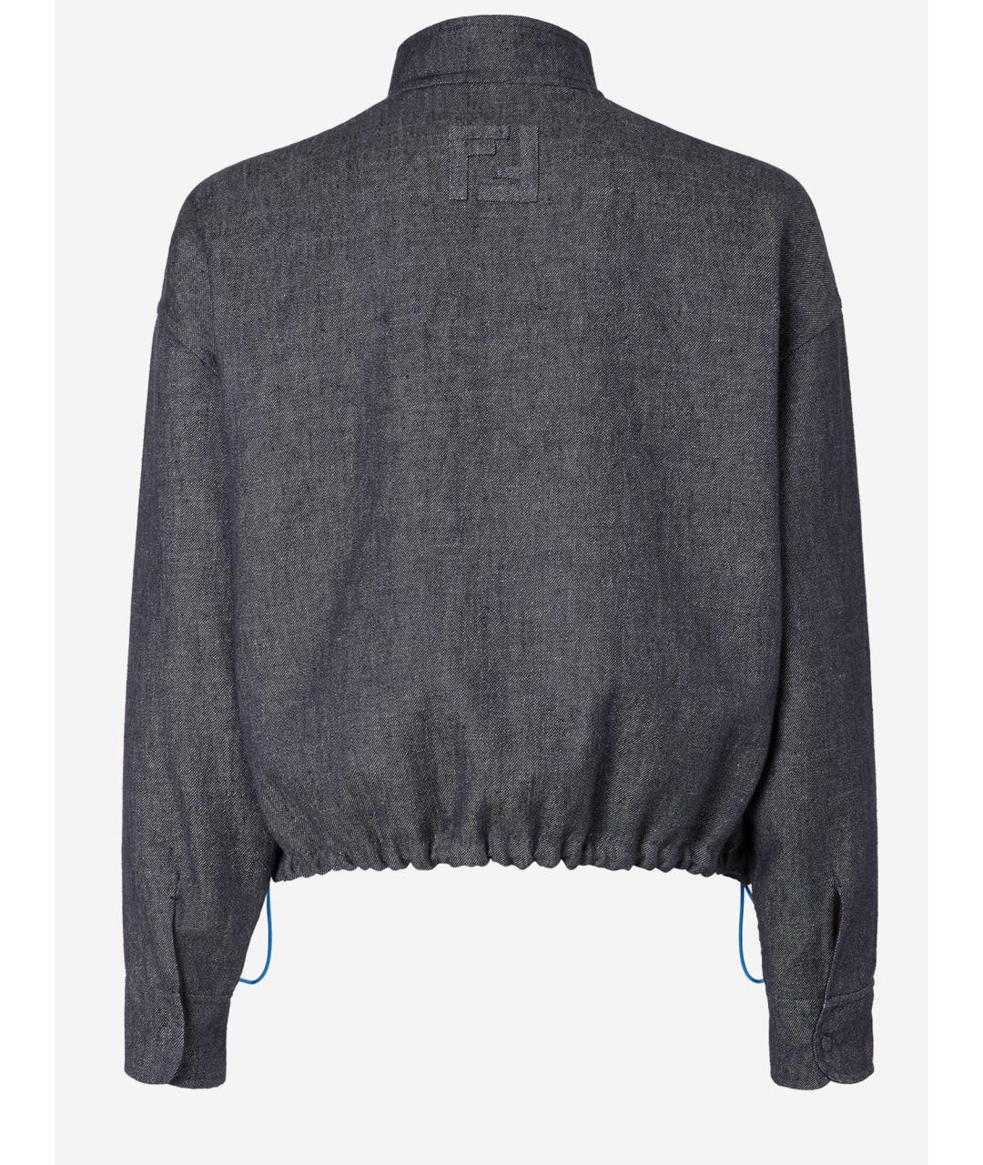 FENDI Синяя льняная куртка, фото 2