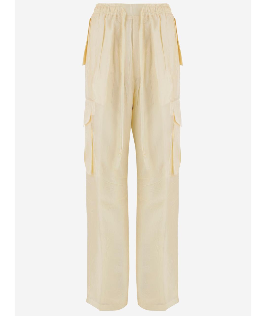 PHOEBE PHILO Бежевые шелковые прямые брюки, фото 4