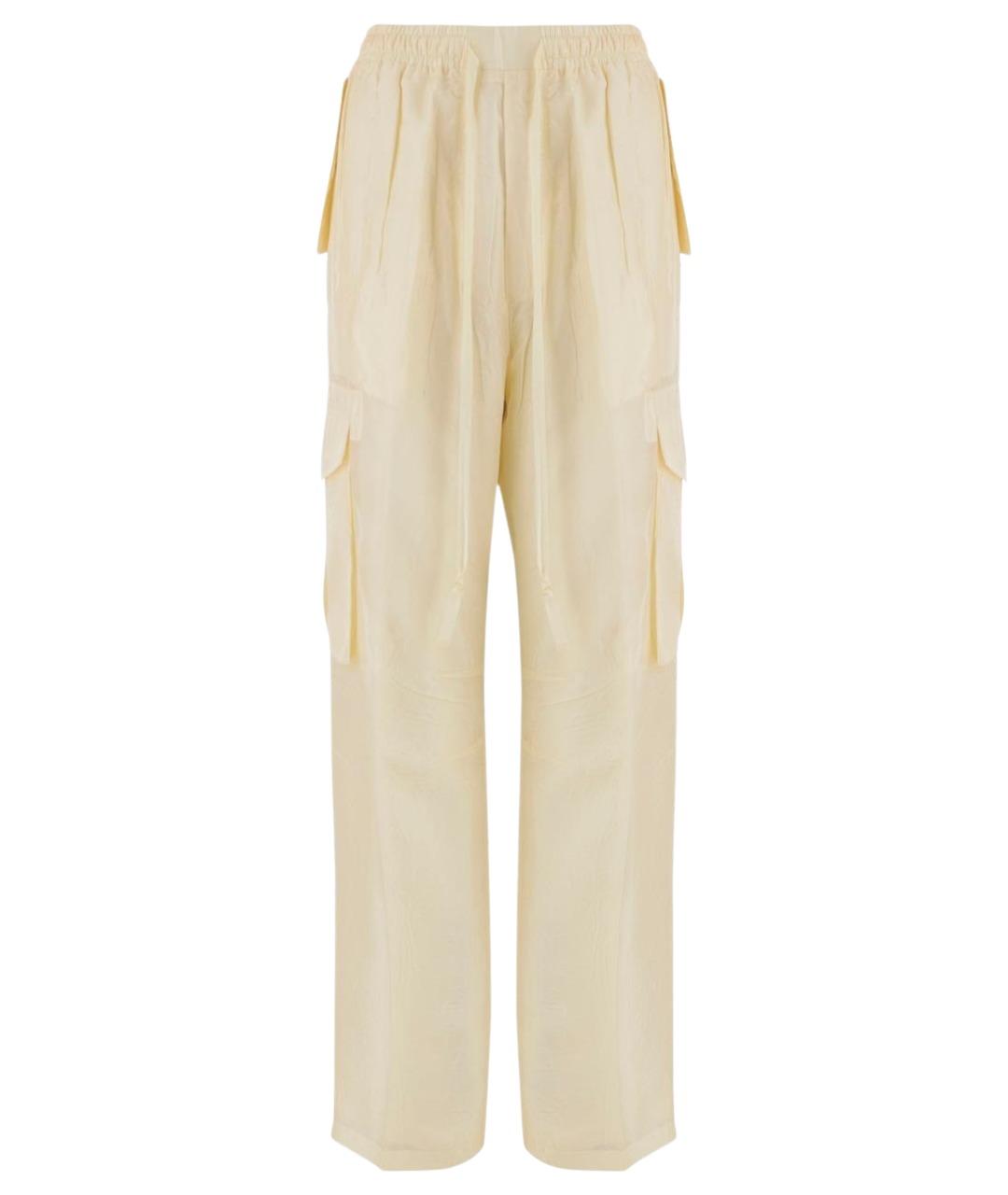 PHOEBE PHILO Бежевые шелковые прямые брюки, фото 1