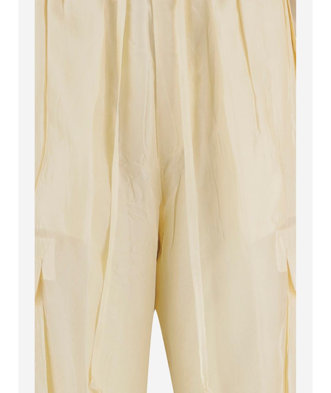 PHOEBE PHILO Бежевые шелковые прямые брюки, фото 3