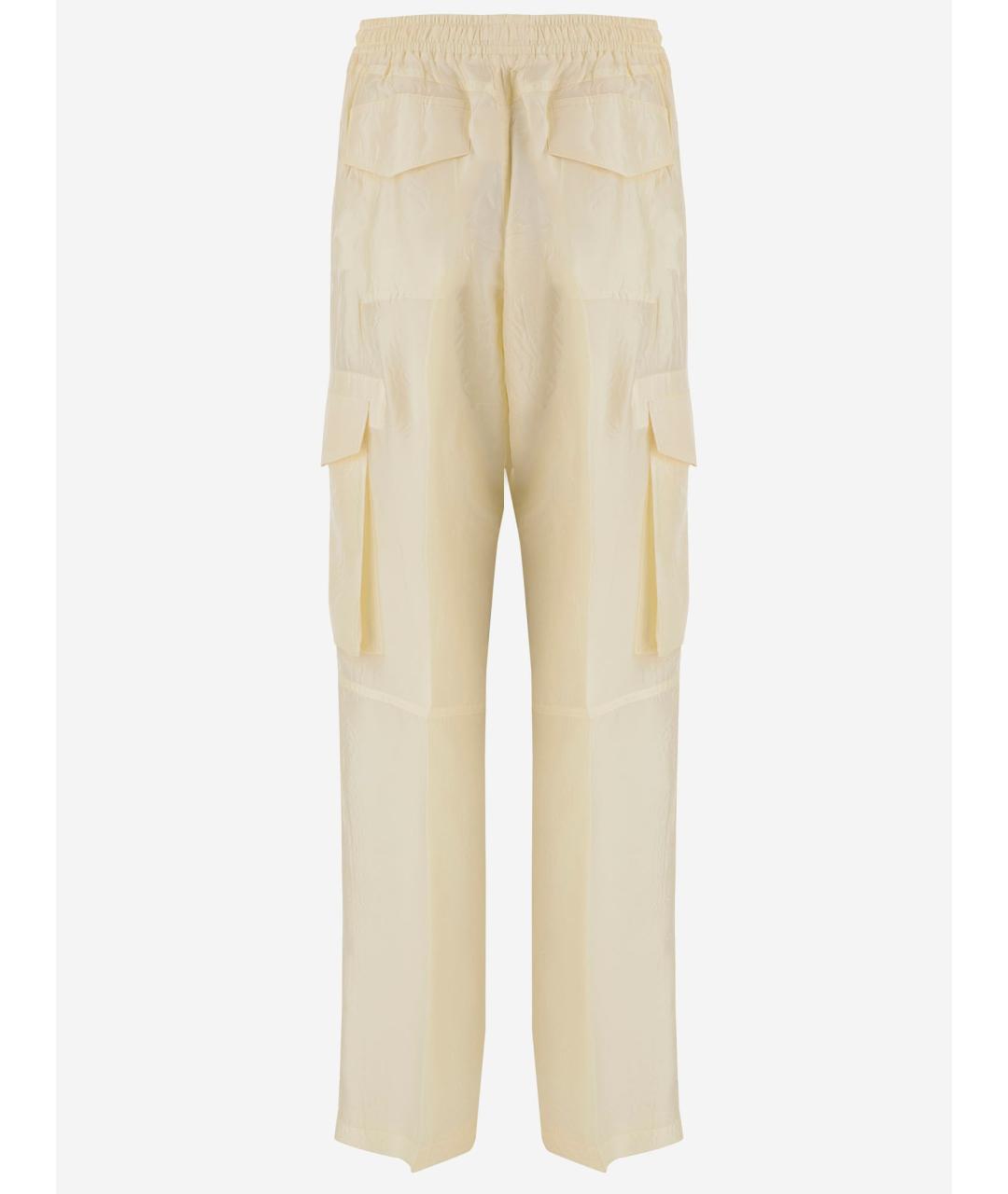 PHOEBE PHILO Бежевые шелковые прямые брюки, фото 2