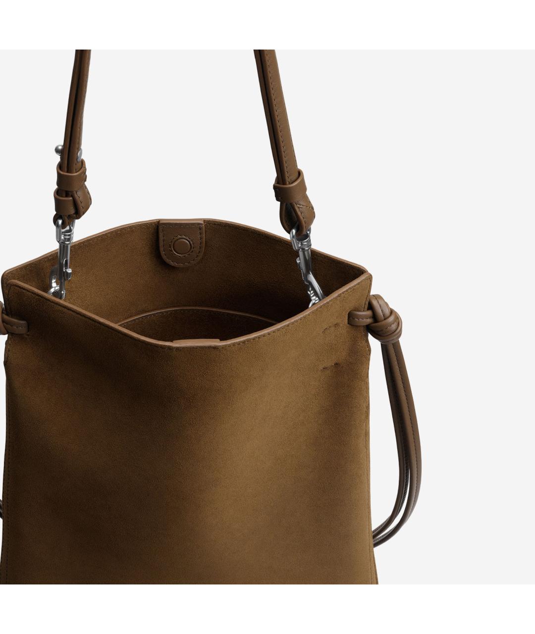 PHOEBE PHILO Коричневая замшевая сумка тоут, фото 3