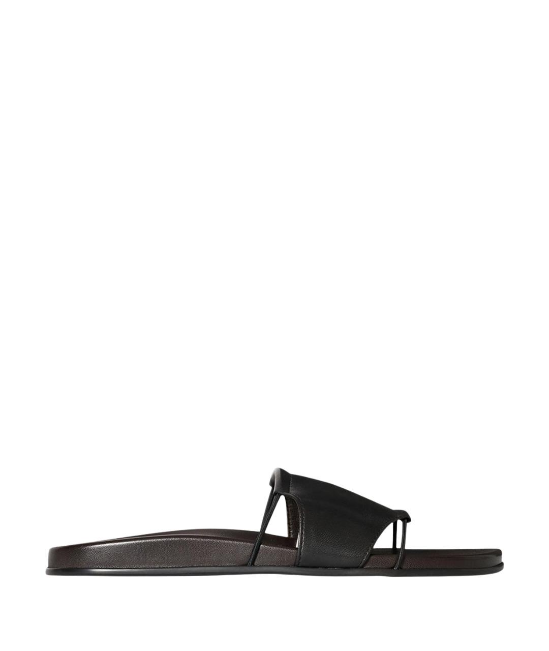 THE ROW Черные кожаные шлепанцы, фото 1