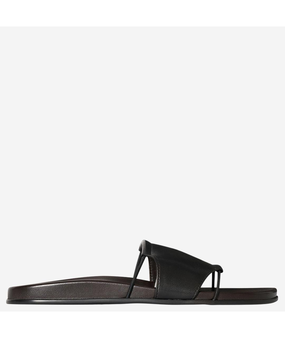 THE ROW Черные кожаные шлепанцы, фото 5