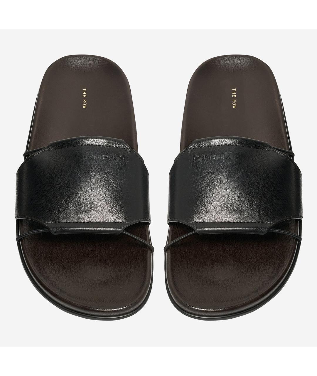 THE ROW Черные кожаные шлепанцы, фото 2