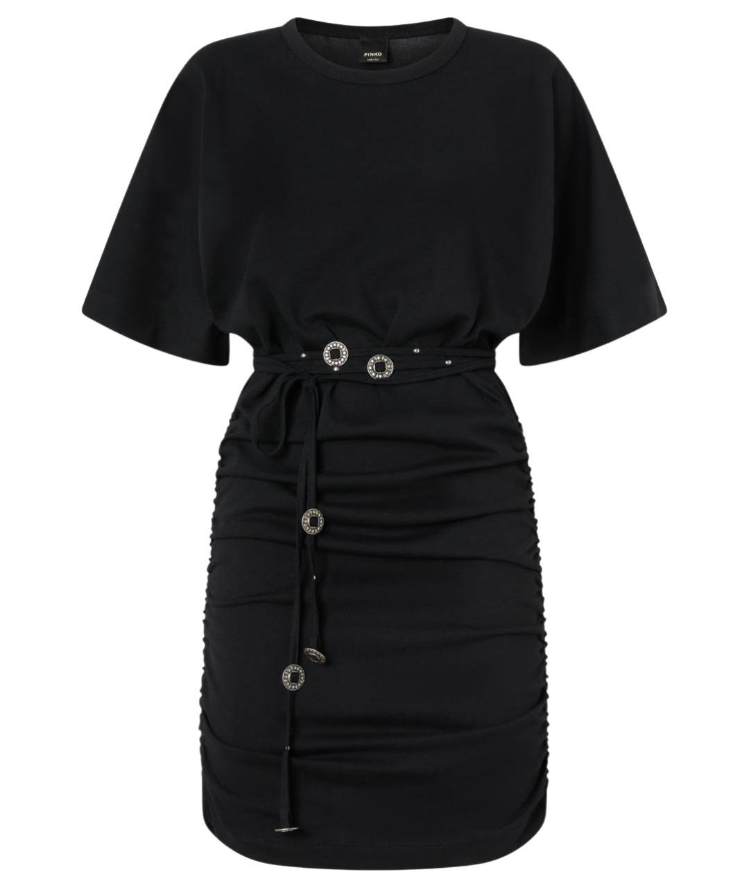 PINKO Черное хлопковое повседневное платье, фото 1
