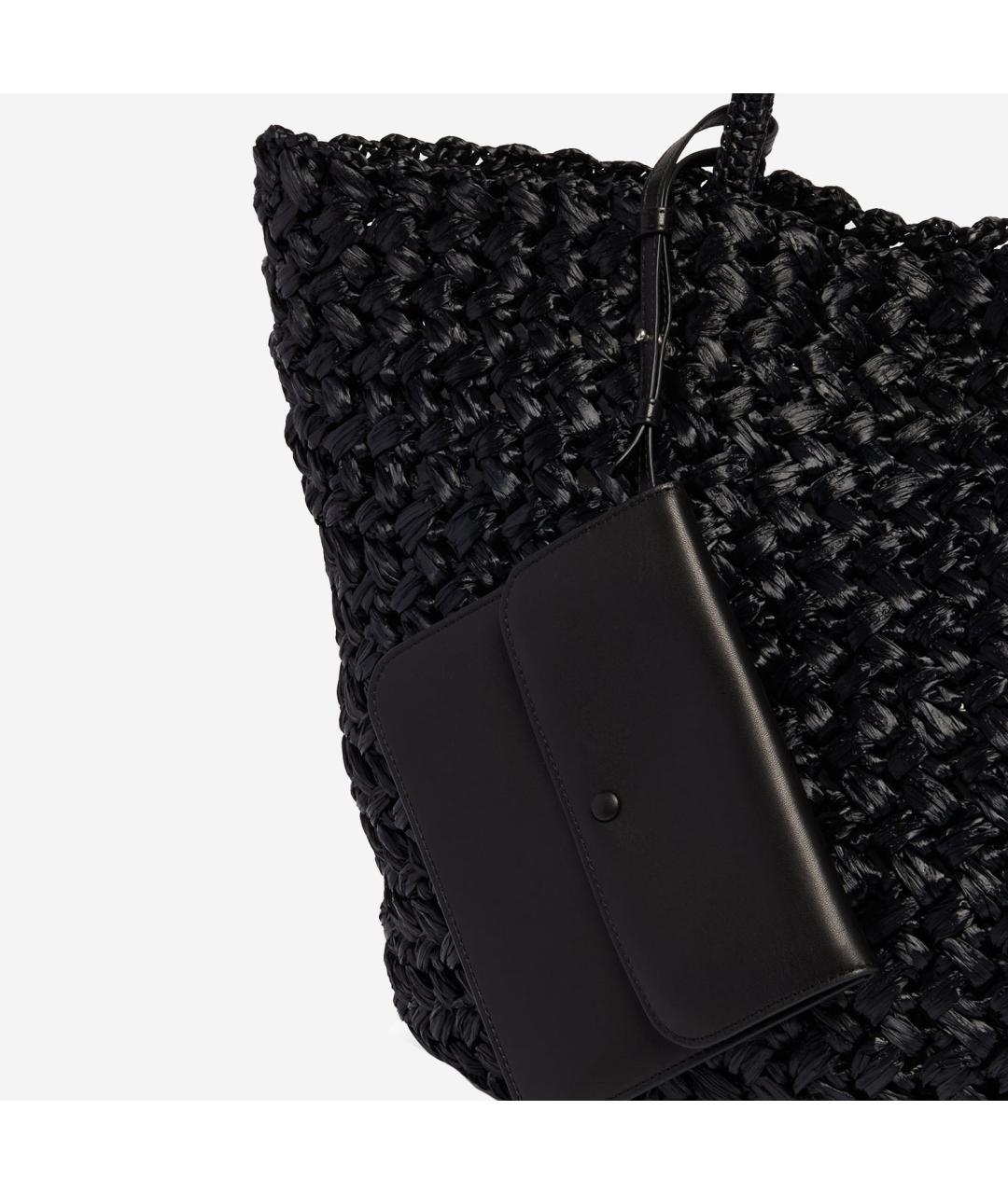 THE ROW Черная пелетеная сумка тоут, фото 4