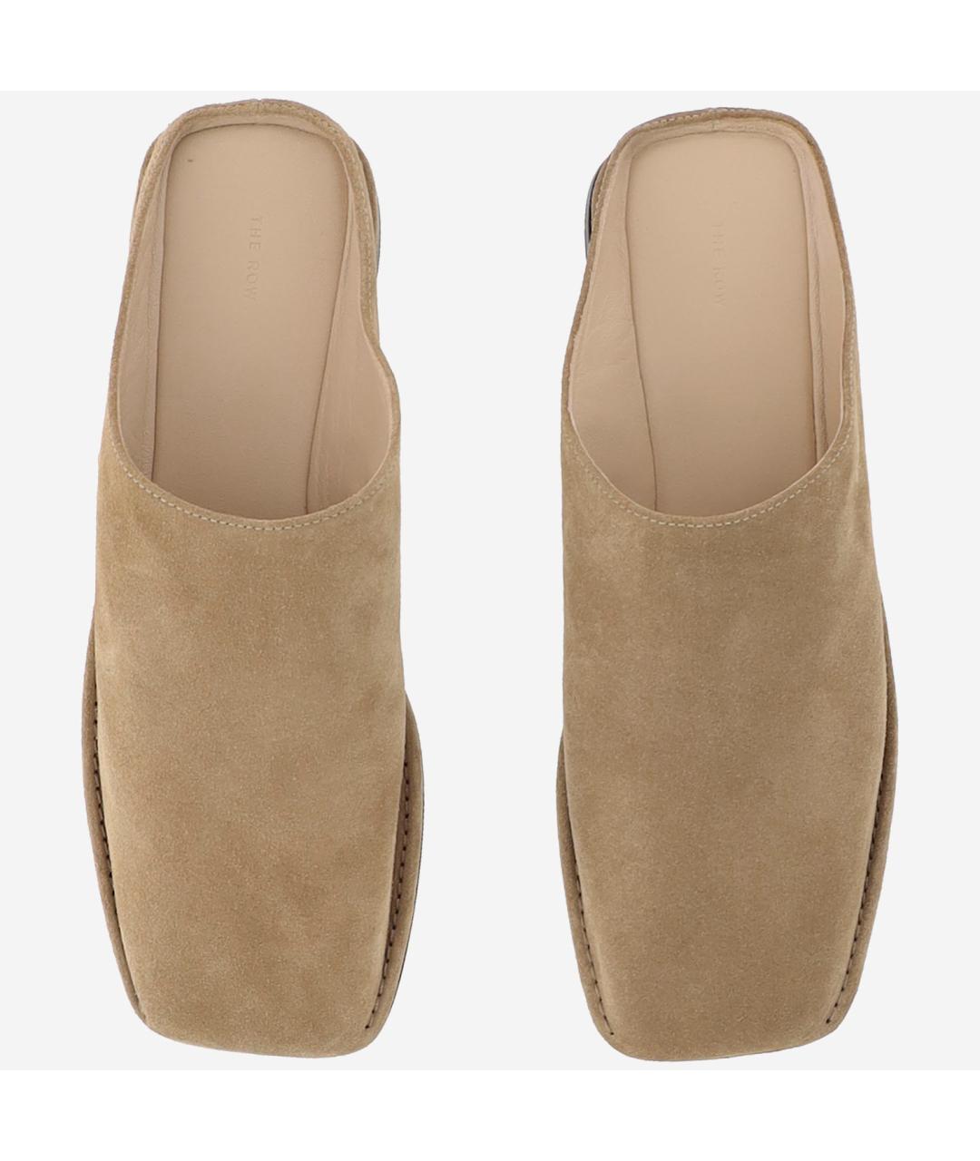 THE ROW Бежевые замшевые мюли, фото 2