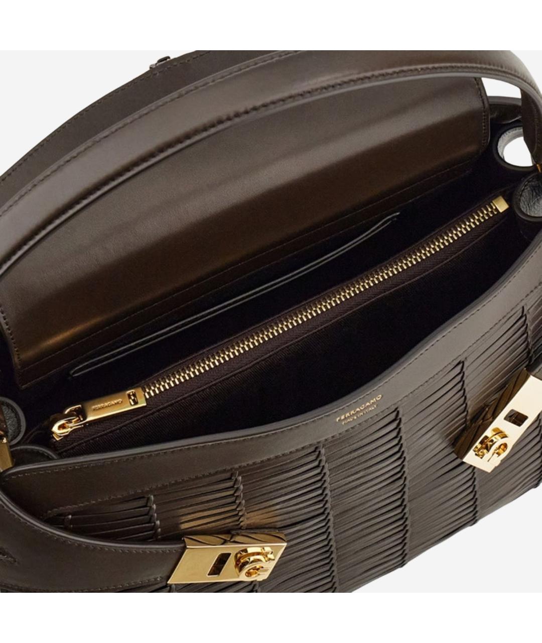 FERRAGAMO Коричневая кожаная сумка тоут, фото 5