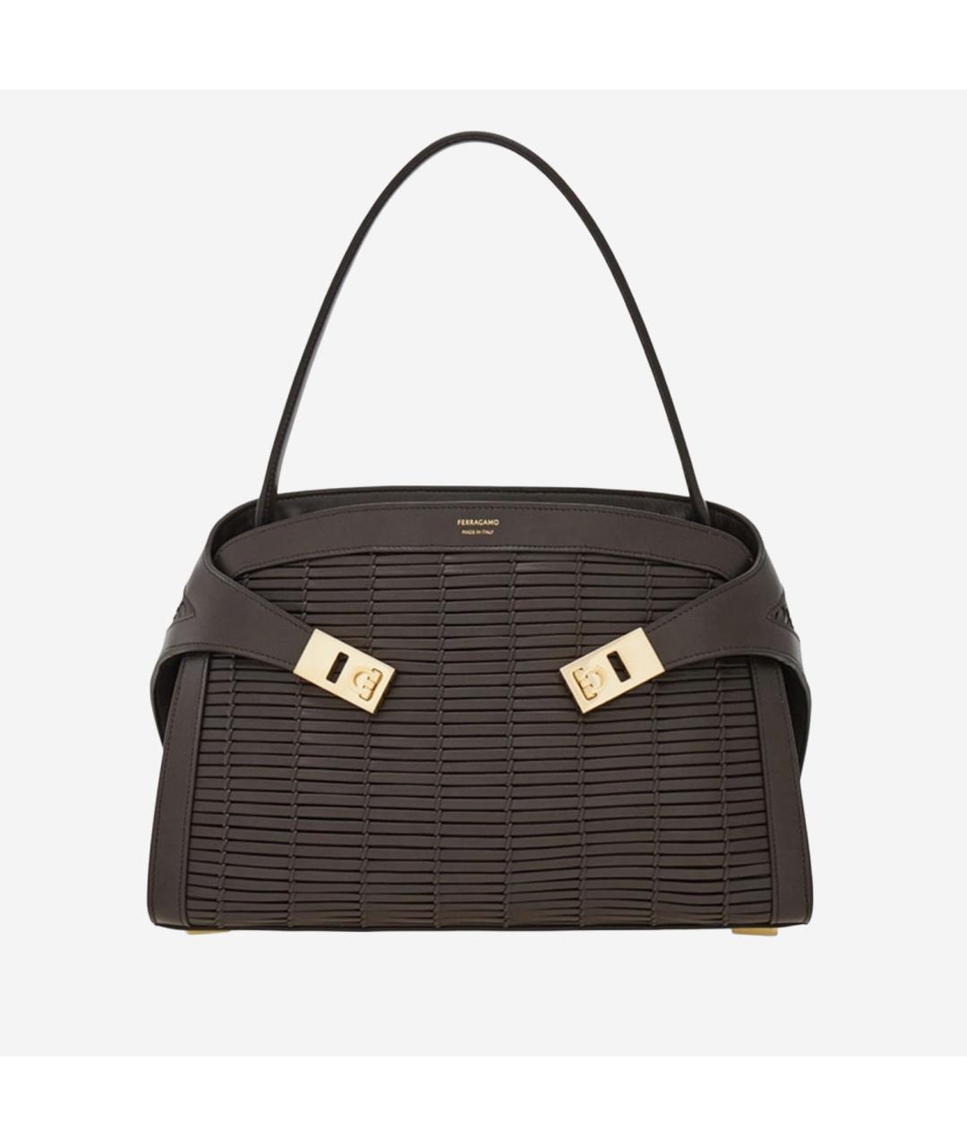 FERRAGAMO Коричневая кожаная сумка тоут, фото 6