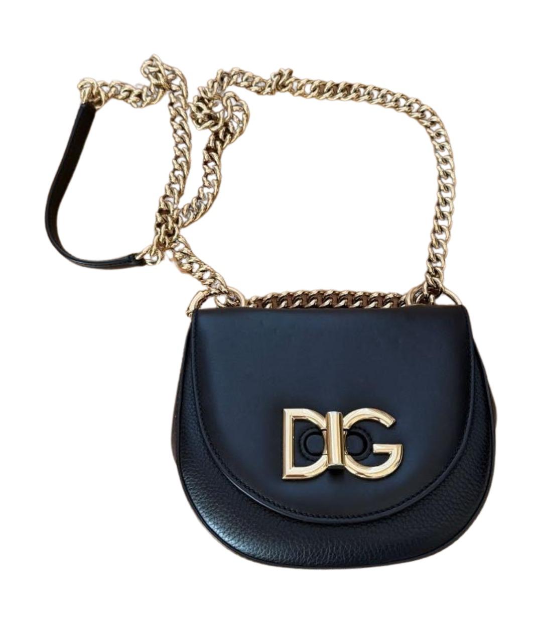 DOLCE&GABBANA Черная кожаная сумка через плечо, фото 1