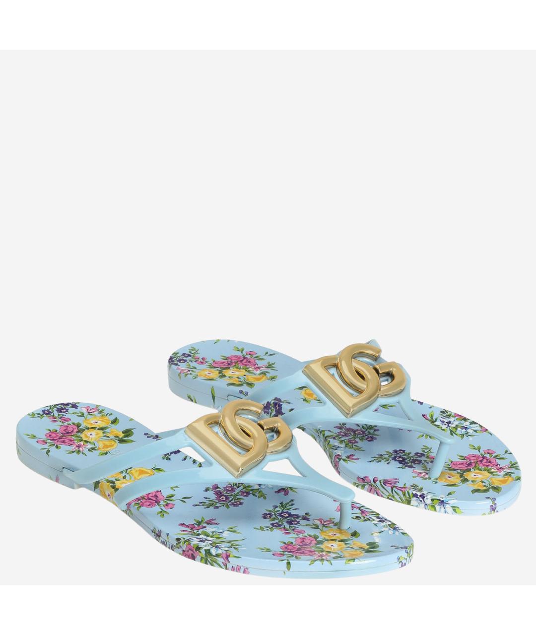 DOLCE&GABBANA Голубые резиновые шлепанцы, фото 2