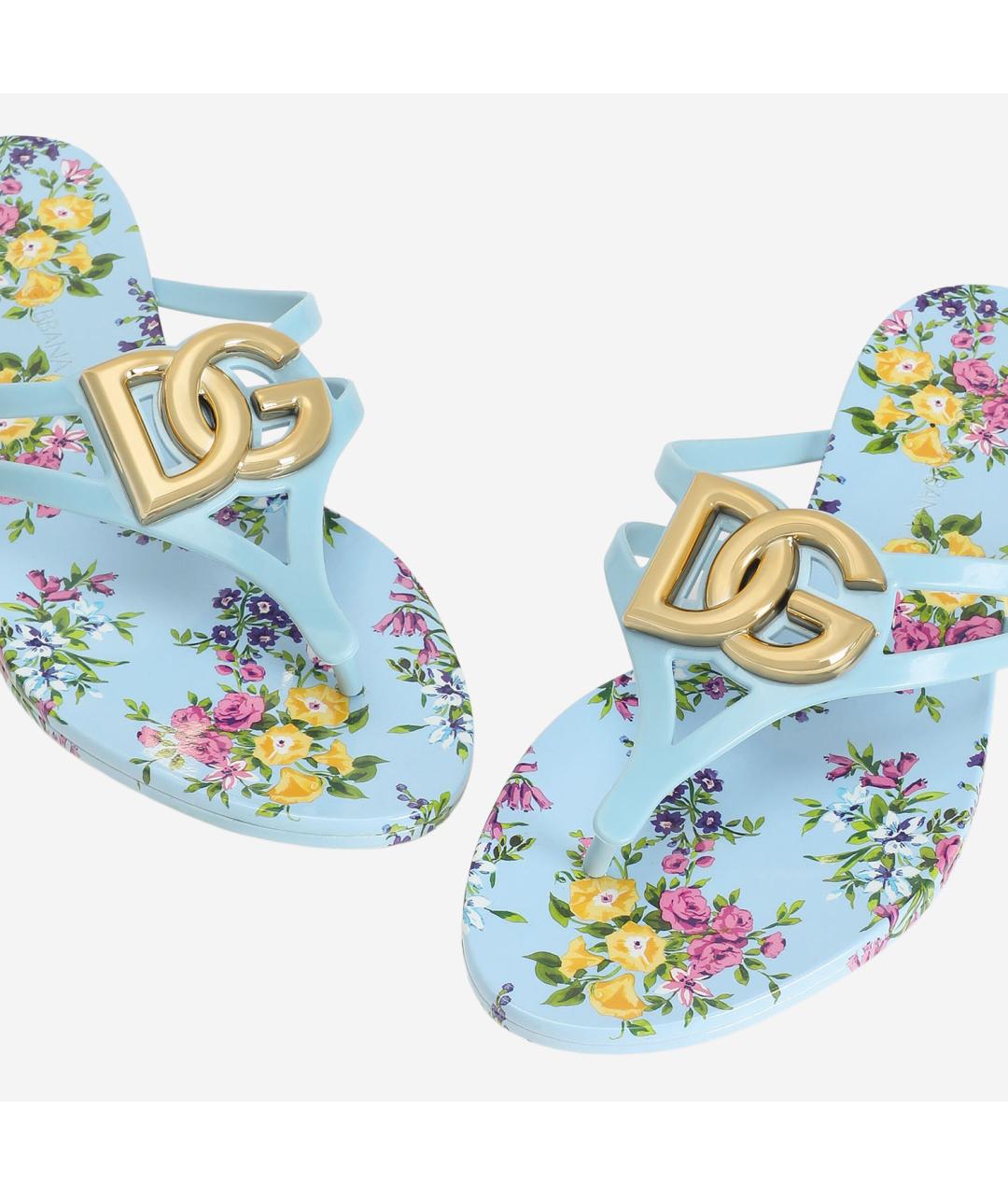 DOLCE&GABBANA Голубые резиновые шлепанцы, фото 4