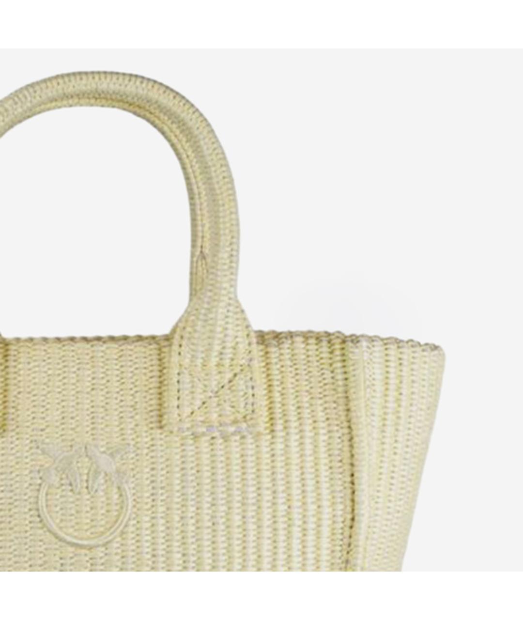 PINKO Желтая пелетеная сумка тоут, фото 4