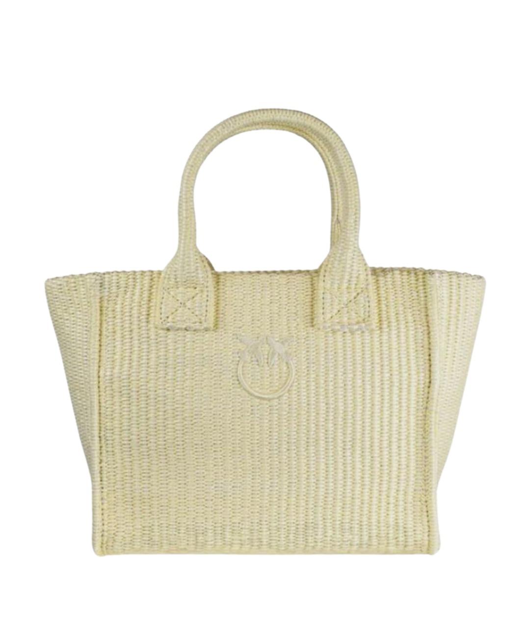 PINKO Желтая пелетеная сумка тоут, фото 1