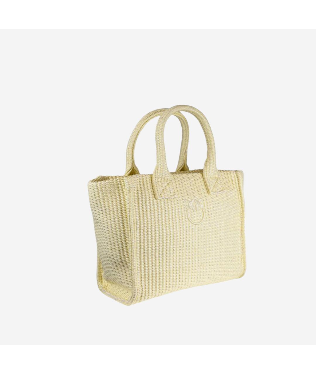 PINKO Желтая пелетеная сумка тоут, фото 2