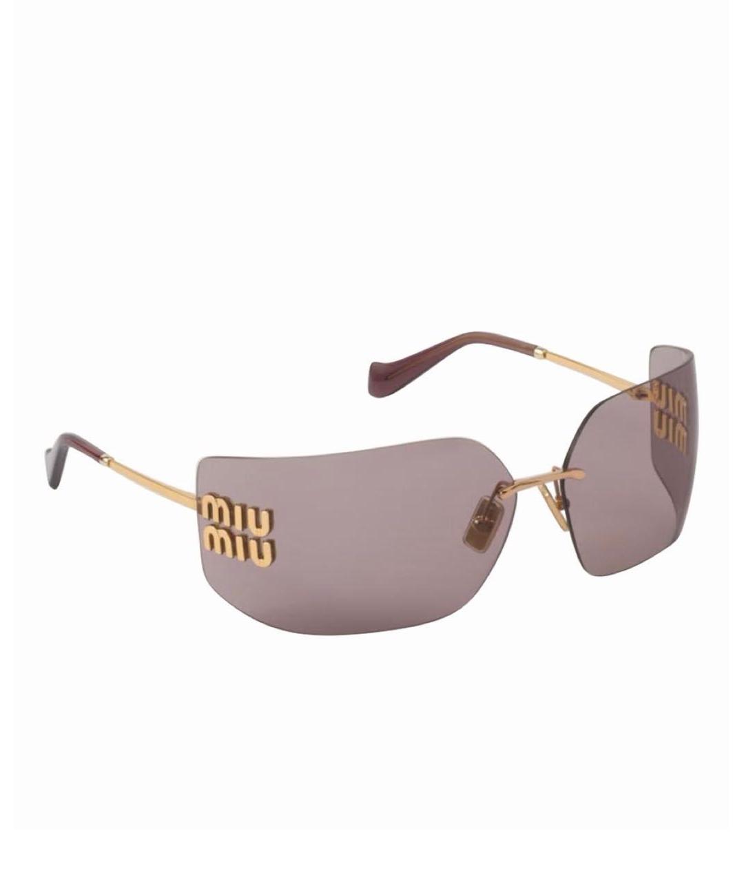 MIU MIU Коричневые металлические солнцезащитные очки, фото 2