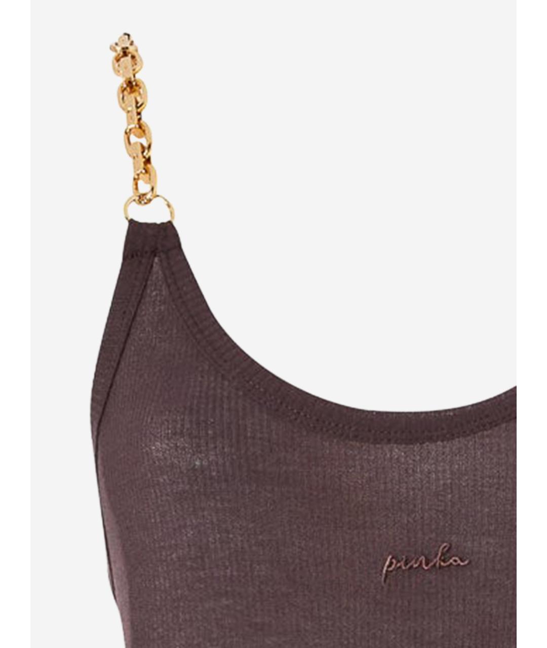 PINKO Коричневое хлопковое повседневное платье, фото 3