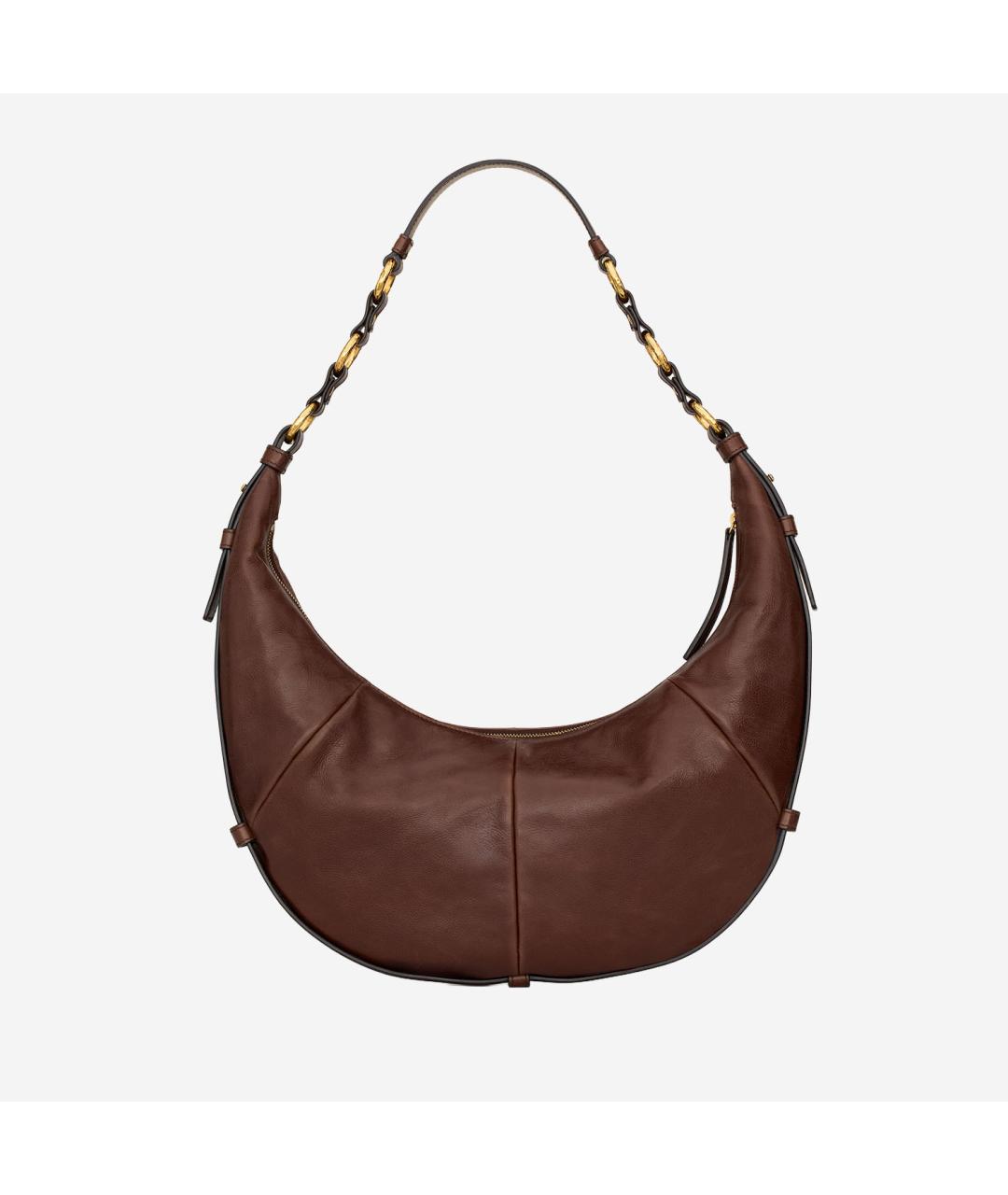 SAINT LAURENT Коричневая кожаная сумка через плечо, фото 3