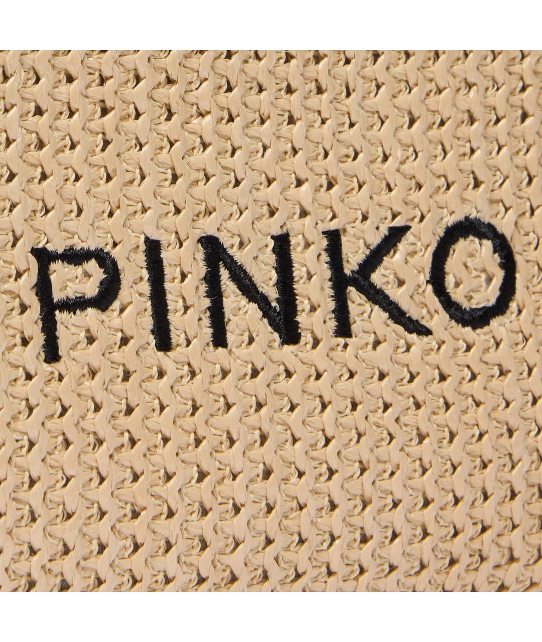 PINKO Бежевая пелетеная сумка с короткими ручками, фото 4