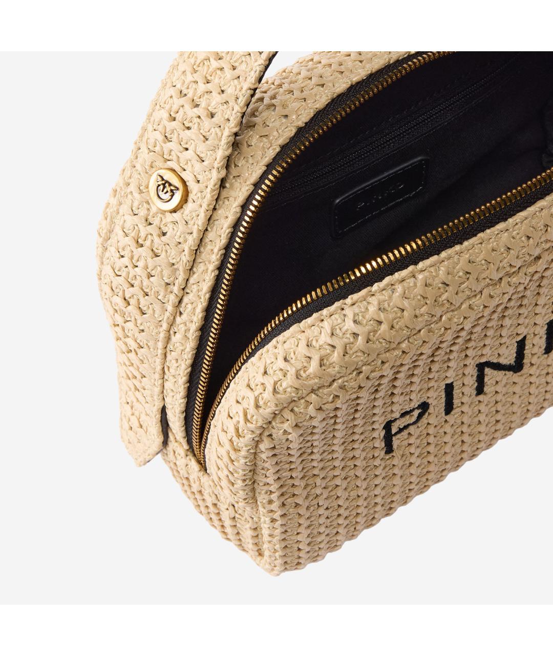 PINKO Бежевая пелетеная сумка с короткими ручками, фото 3