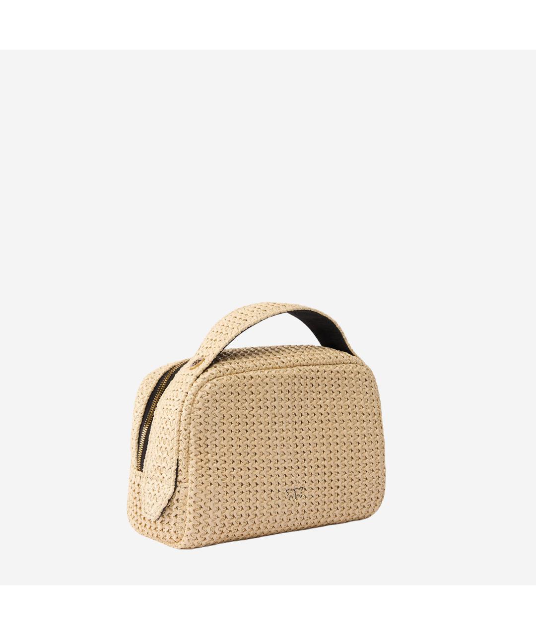 PINKO Бежевая пелетеная сумка с короткими ручками, фото 2