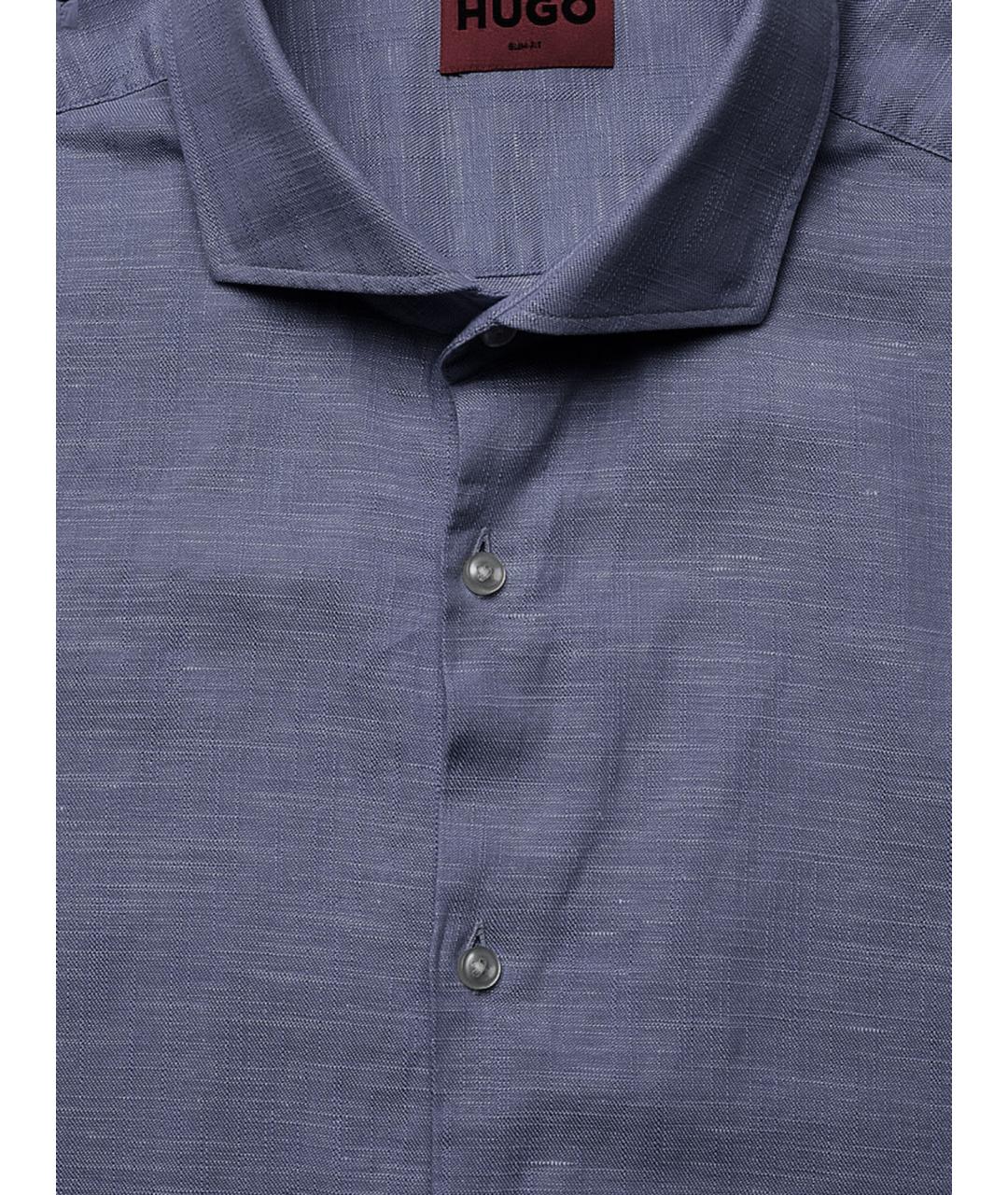 HUGO BOSS Синяя хлопко-лиоцелловая кэжуал рубашка, фото 3