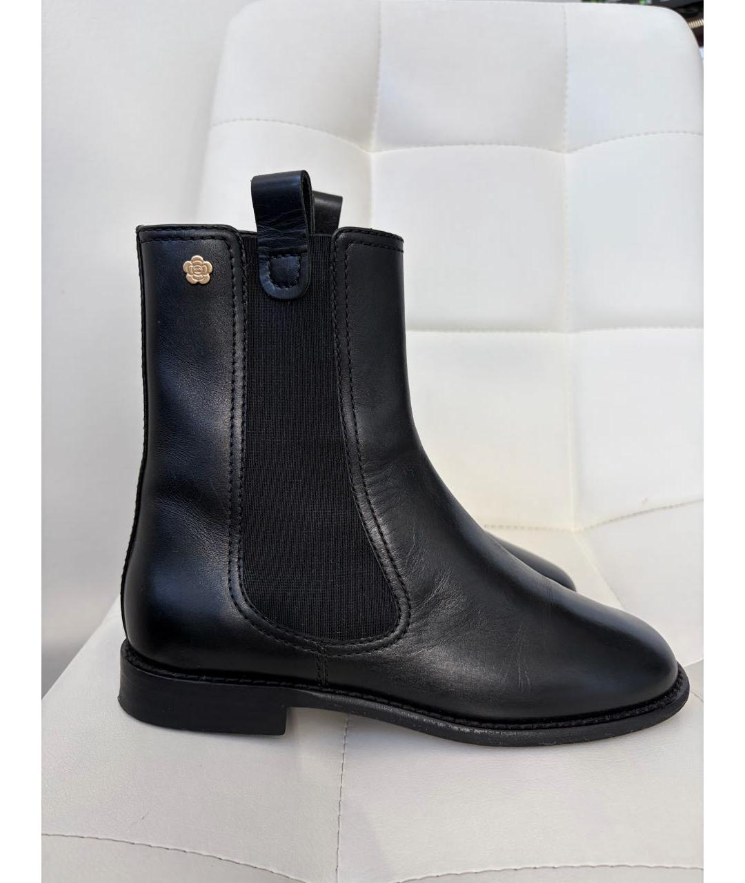 CHANEL Черные кожаные полусапоги, фото 9