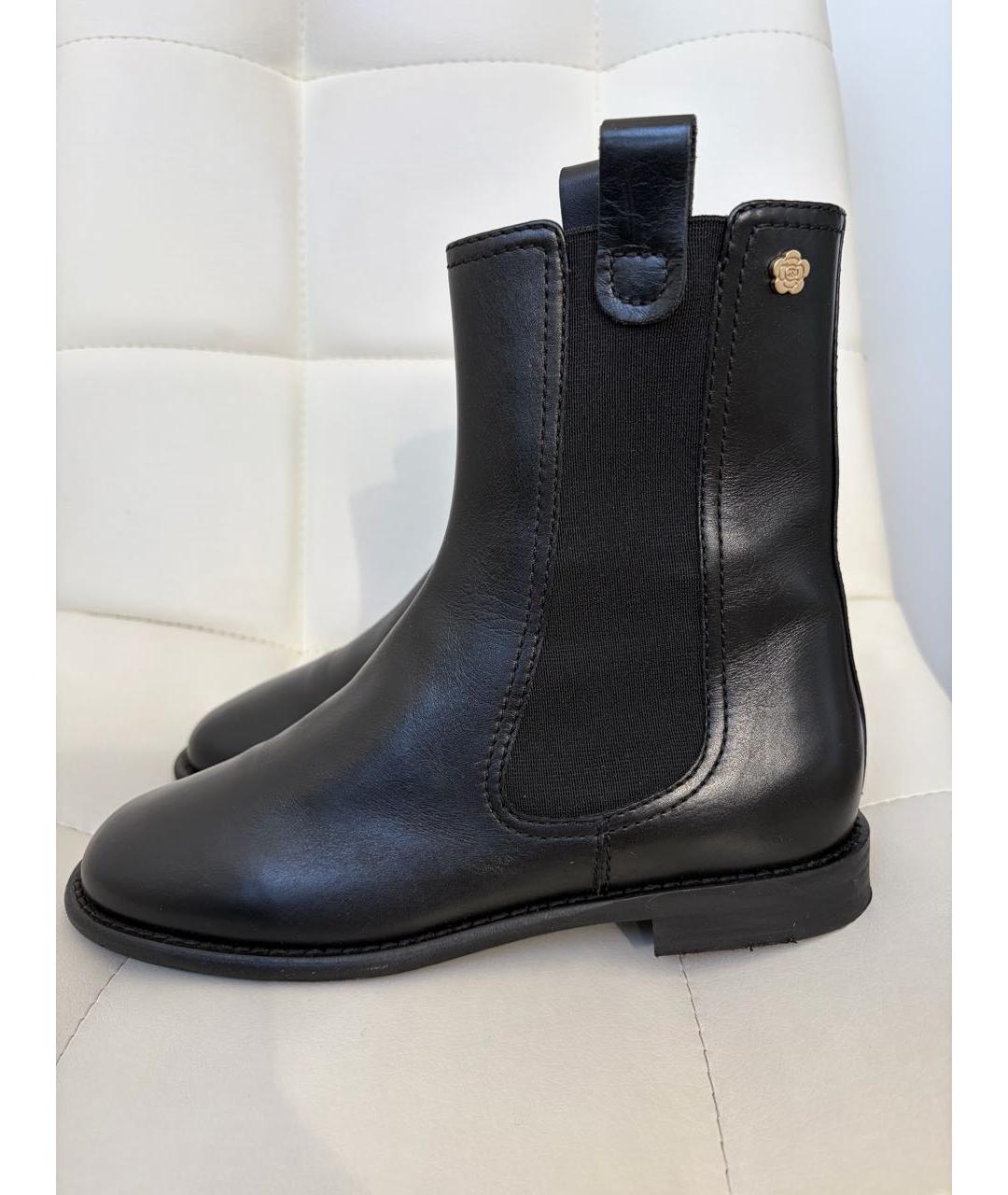 CHANEL Черные кожаные полусапоги, фото 3
