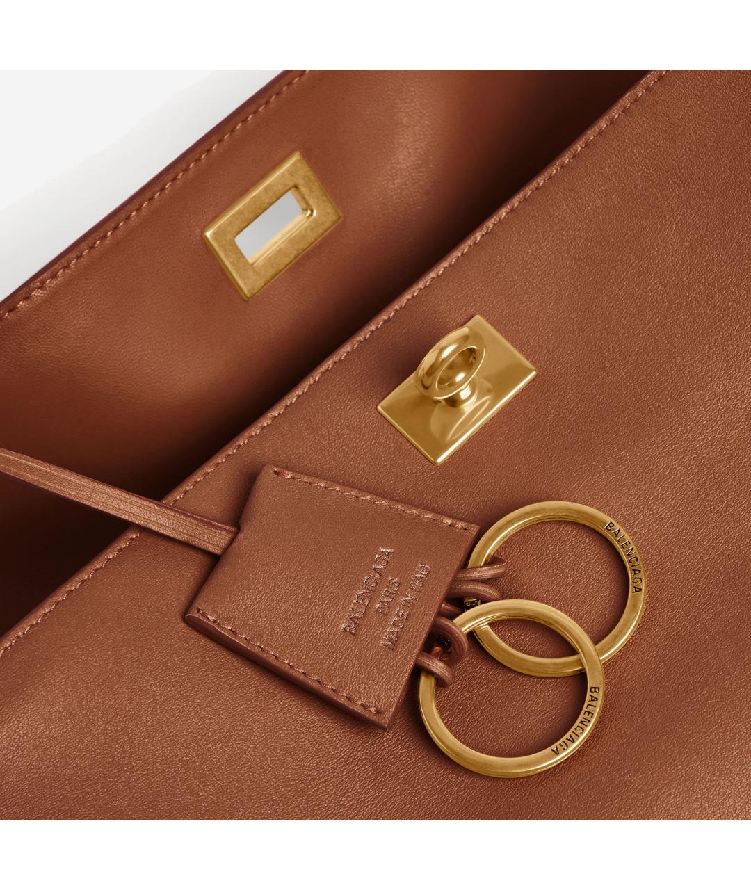 BALENCIAGA Коричневая кожаная сумка тоут, фото 5
