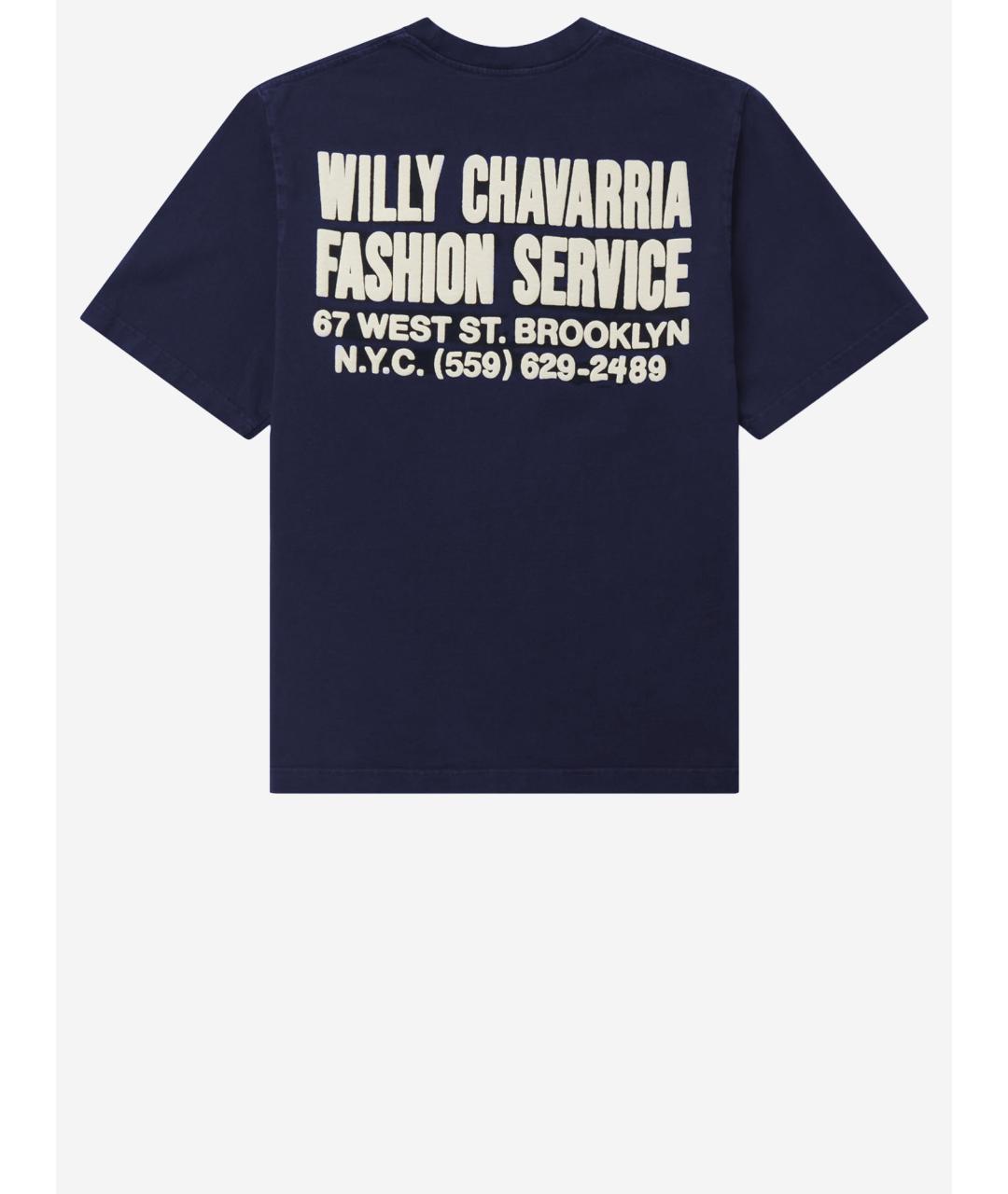 WILLY CHAVARRIA Темно-синяя хлопковая футболка, фото 2
