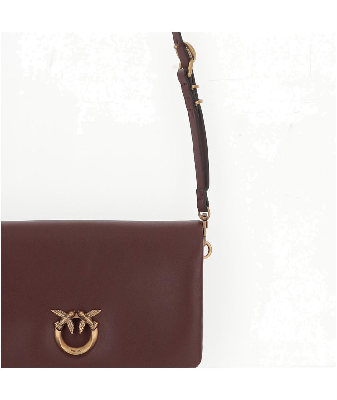 PINKO Бордовая кожаная сумка через плечо, фото 4