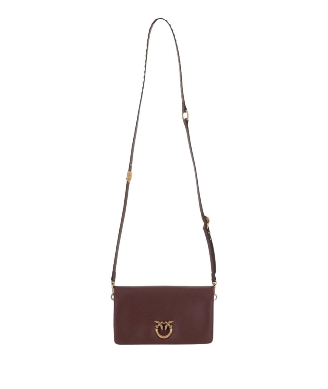 PINKO Бордовая кожаная сумка через плечо, фото 1