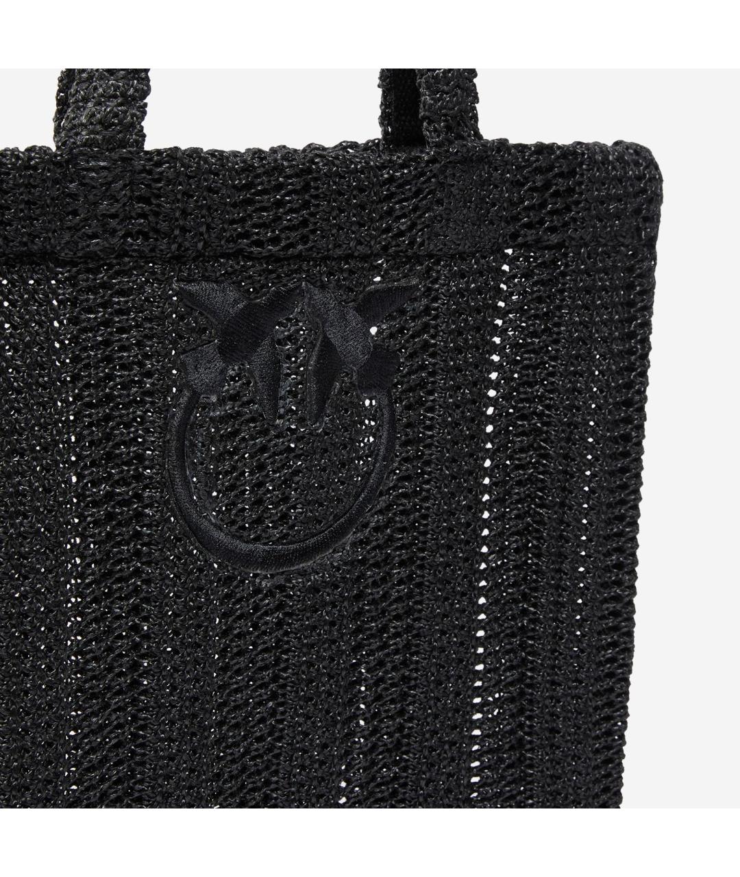 PINKO Черная пелетеная сумка тоут, фото 3