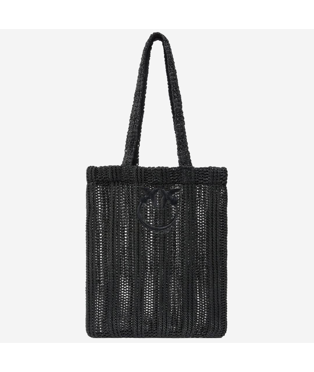 PINKO Черная пелетеная сумка тоут, фото 4