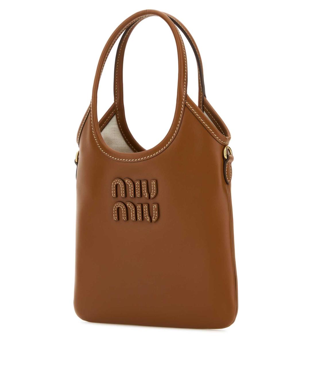 MIU MIU Коричневая кожаная сумка тоут, фото 2