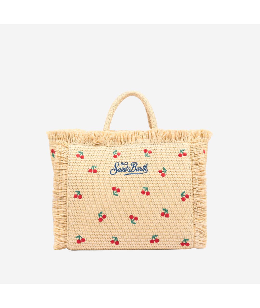 MC2 SAINT BARTH Бежевая пелетеная сумка тоут, фото 4