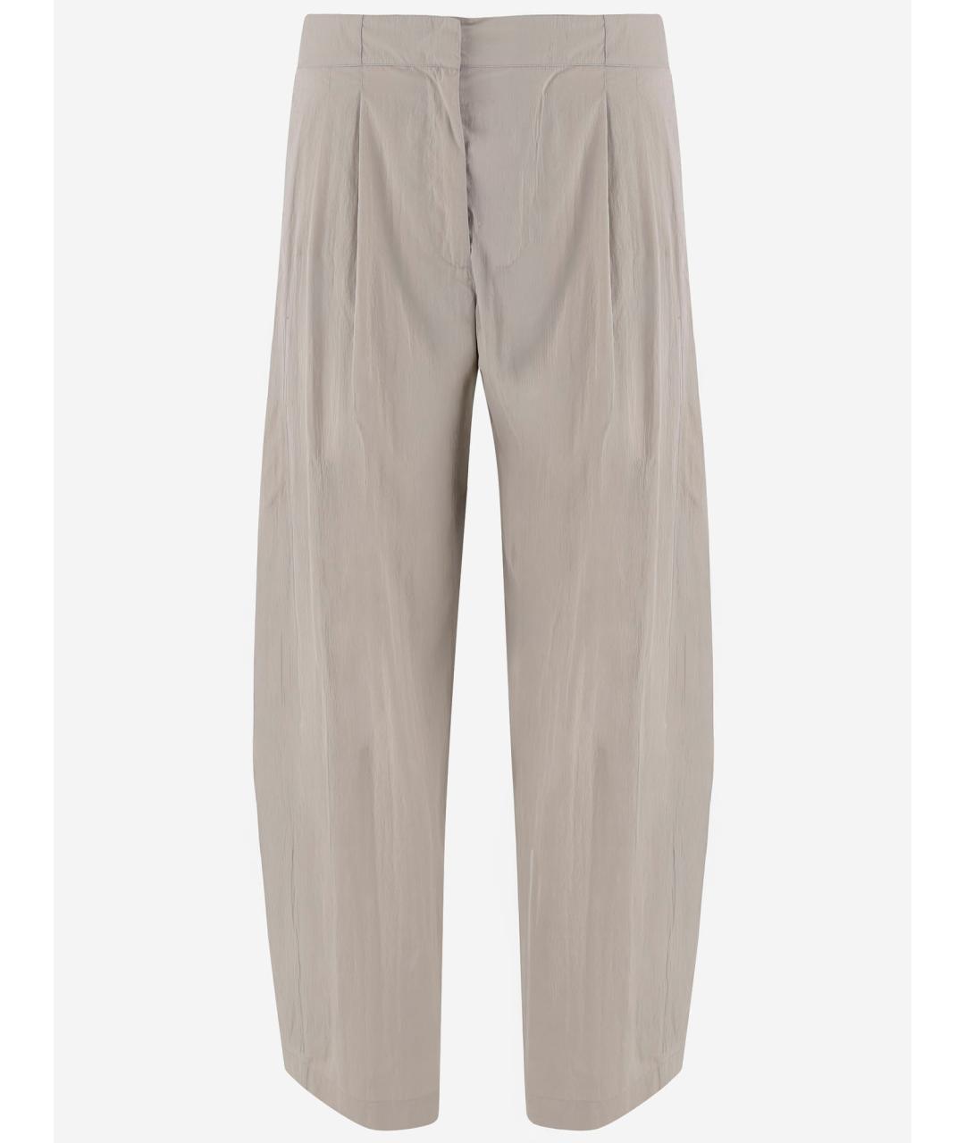 THE ROW Серые шелковые прямые брюки, фото 4