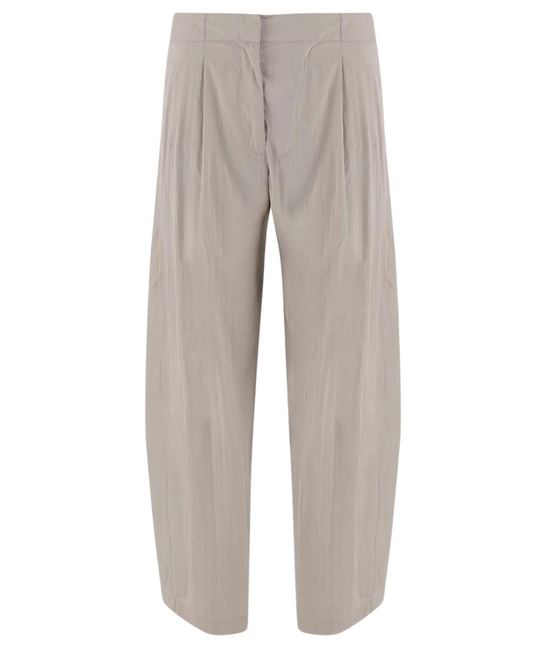 THE ROW Серые шелковые прямые брюки, фото 1